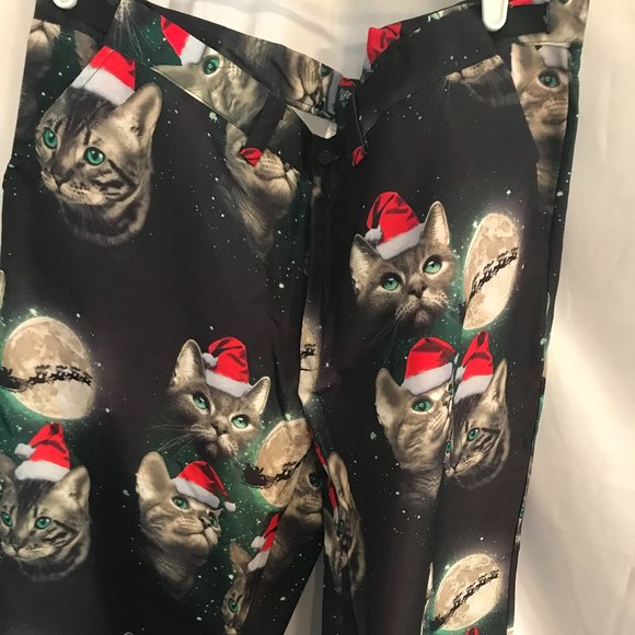 Life Of The Party Suit Adult Christmas Cat Faces Full Body Santa Suit (Untested) - Picture 7 of 9